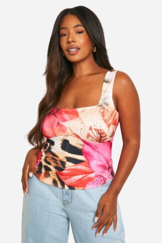 Womens Plus Bengaline Corset Top - Black - 28, Black