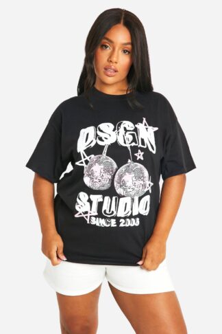 Womens Plus Cherry Disco Ball T-Shirt - Black - 28, Black