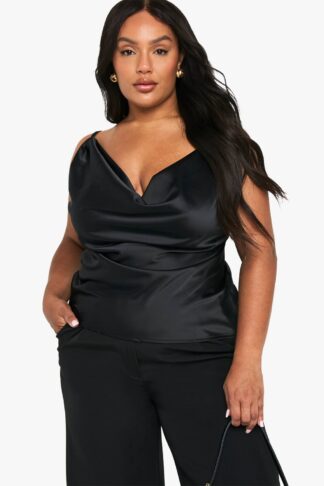 Womens Plus Cowl Neck Cami Top - Black - 16, Black