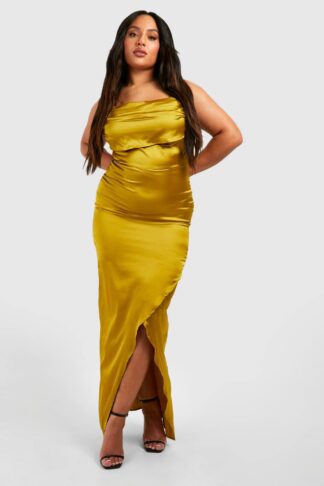 Womens Plus Cowl Neck Strappy Maxi Slip Dress - Yellow - 16, Yellow