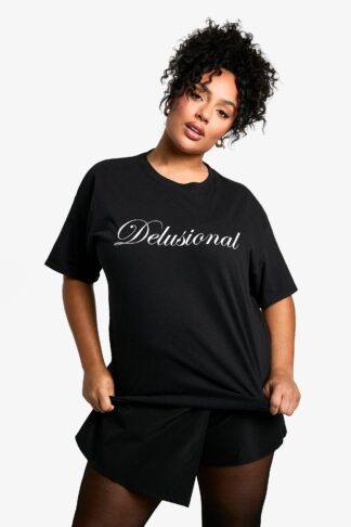 Womens Plus Delusional Oversized T-Shirt - Black - 18, Black