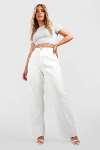Womens Plus Denim Wide Leg Jean - White - 26, White
