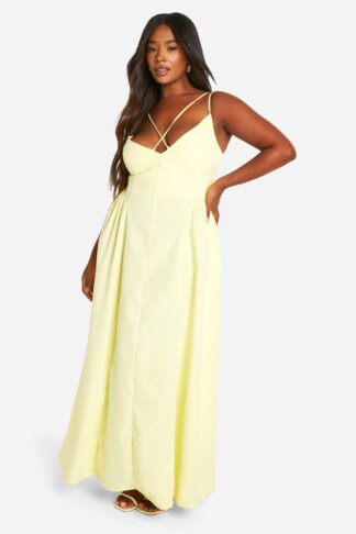 Womens Plus Double Strap Maxi Dress - Yellow - 18, Yellow