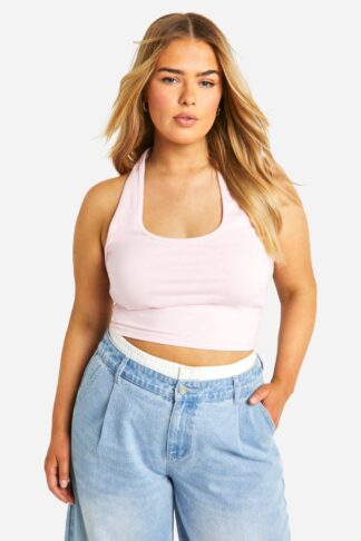 Womens Plus Halter Neck Top - Pink - 28, Pink