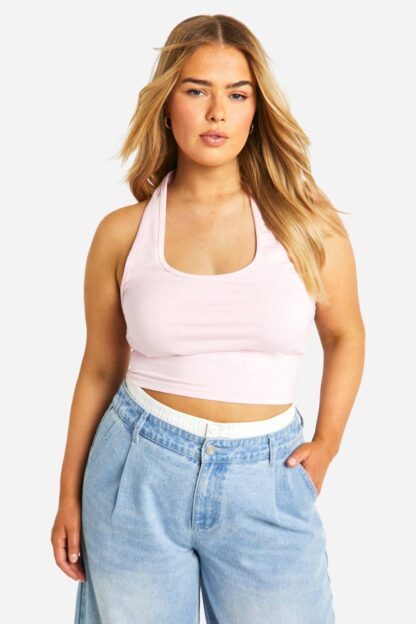 Womens Plus Halter Neck Top - Pink - 28, Pink