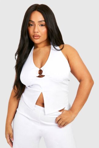 Womens Plus Keyhole Split Corset - White - 24, White