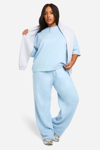 Womens Plus Loopback T-Shirt And Jogger Set - Blue - 28, Blue