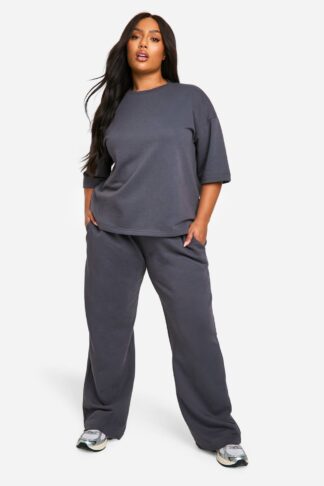 Womens Plus Loopback T-Shirt And Jogger Set - Grey - 28, Grey
