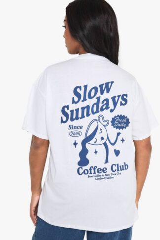 Womens Plus Slow Sundays Oversized T-Shirt - White - 16, White