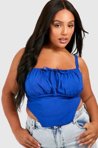Womens Plus Tie Front Milkmaid Corset Top - Blue - 24, Blue