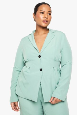Womens Plus Woven Cinched Waist Blazer