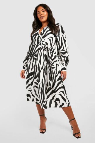 Womens The Plus Printed Midi Skater Dress - Black - 20, Black