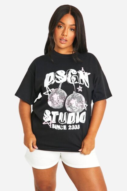Womens Plus Cherry Disco Ball T-Shirt - Black - 16, Black