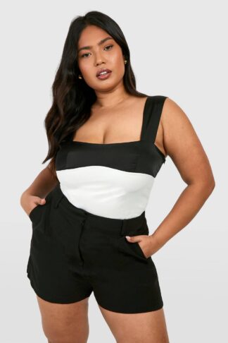 Womens Plus Contrast Detail Cami Top - Black - 22, Black