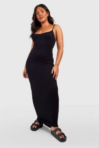 Womens Plus Jersey Strappy Maxi Dress - Black - 16, Black