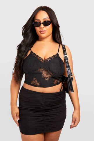 Womens Plus Burnout Lace Cami Top - Grey - 28, Grey