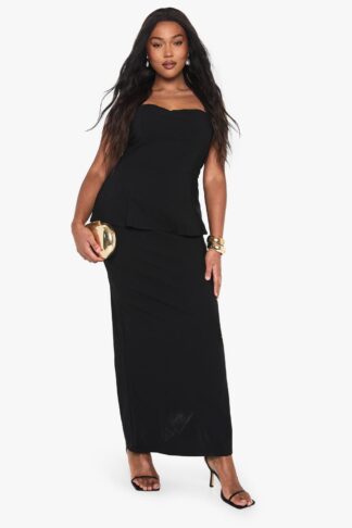 Womens Plus Halterneck Column Tailored Maxi Dress - Black - 28, Black