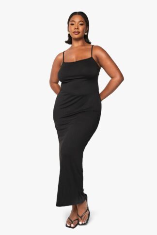 Womens Plus Strappy Scoop Neck Maxi Dress - Black - 16, Black