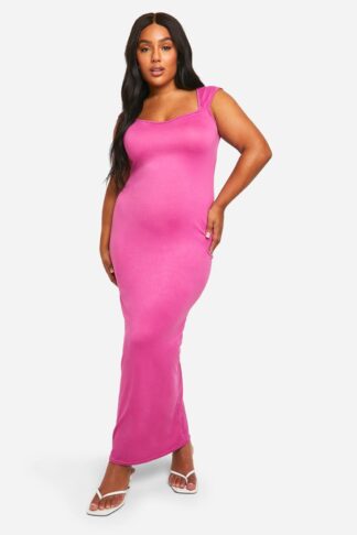 Womens Plus Super Soft Cap Sleeve Maxi Dress - Pink - 22, Pink