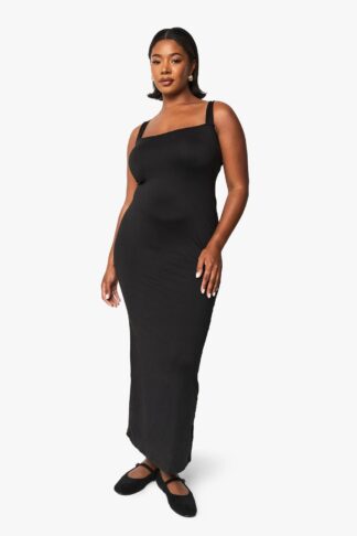 Womens Plus Super Square Sleeve Maxi Dress - Black - 16, Black