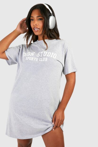 Womens Plus Dsgn Studio Sports Club T-Shirt Dress - Grey - 18, Grey