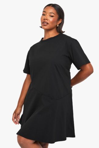 Womens Plus Hanky Hem T-Shirt Dress - Black - 16, Black