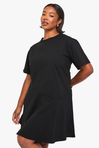 Womens Plus Hanky Hem T-Shirt Dress - Black - 16, Black