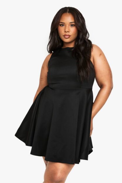 Womens Plus Structured Volume Skater Dress - Black - 16, Black